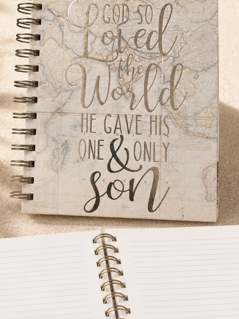 Beige Spiral Journal Notebook with Inspirational Script, nwt